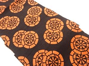 手織り紬片輪車模様名古屋帯